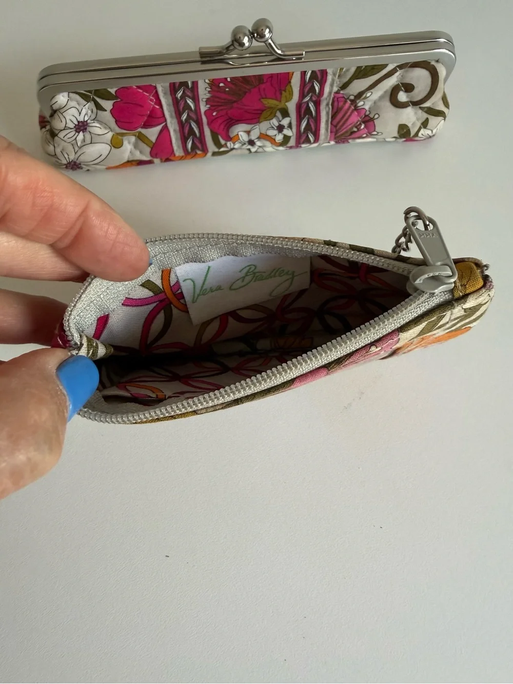 Vera Bradley Tea Garden Kiss Lock Eyeglass Case & ID Coin Purse Matching Set
